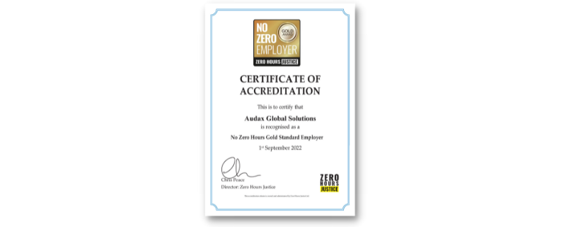 Gold Zero hours accreditation